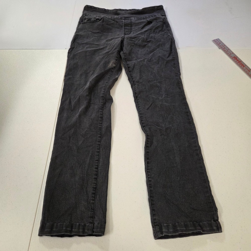 Gloria Vanderbilt Amanda Pull On Jeans Charcoal Gray Straight Leg Womens Size 10